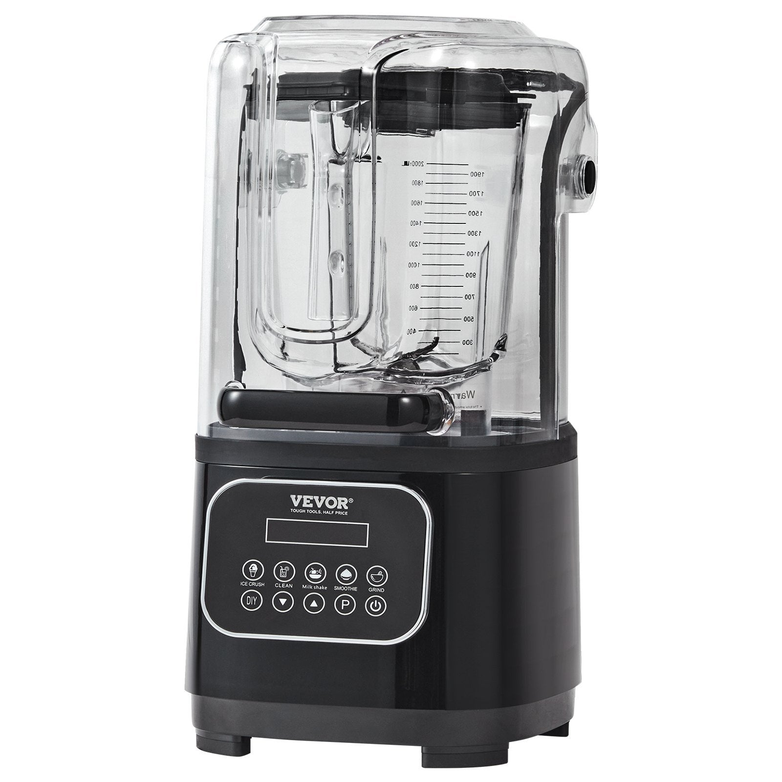VEVOR Professional Blender With Shield, Commercial Countertop Blenders, 68 Oz  Blender Combo, Stainless Steel 9 Speed & 5 Functions Blender, For Shakes, Smoothies, Peree, And Crush Ice, Black