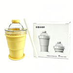 Foldable lemon yellow silicone ice ball cup mold for coffee and juice drinks