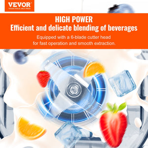 VEVOR Professional Blender With Shield, Commercial Countertop Blenders, 68 Oz  Blender Combo, Stainless Steel 9 Speed & 5 Functions Blender, For Shakes, Smoothies, Peree, And Crush Ice, Black