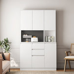 74 Inch Kitchen Storage Cabinet With Charging Station, Freestanding Buffet Cabinet With Drawer Sideboard, Modern Kitchen Storage Cabinet With Microwave Rack, Suitable For Kitchen, Living Room, Dining