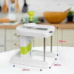 Beige multifunctional slicer chopper with stainless steel blades for shredding and grating vegetables